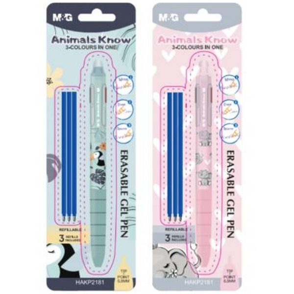 Stylo gel effagable Ani mals Know 0.5 mm
