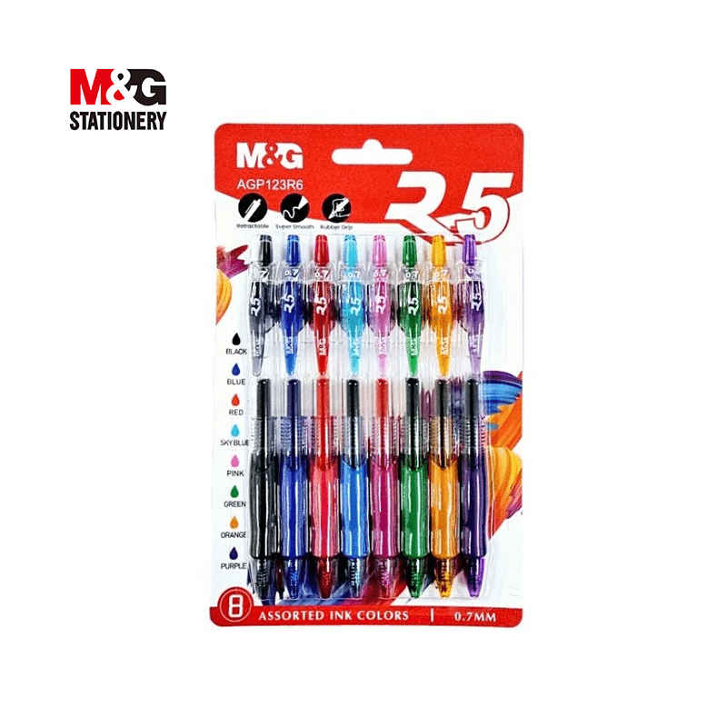 Stylo gel R5 0.7mm 8 couleurs blister