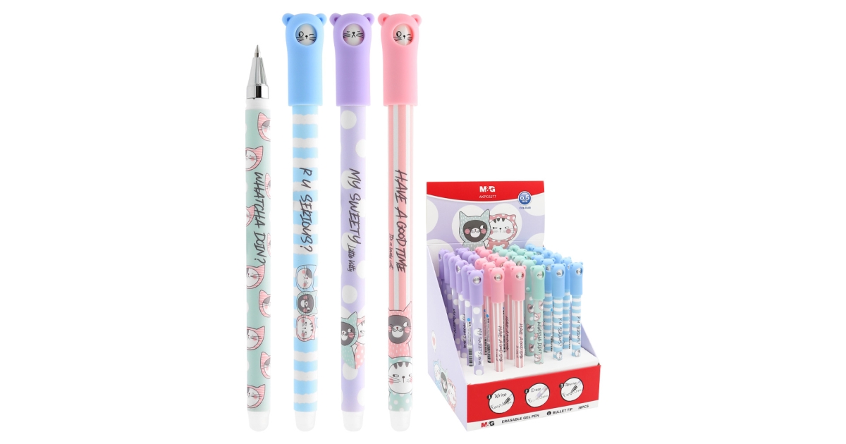 Stylo gel effaçable cat cristal 0,5mm B/N