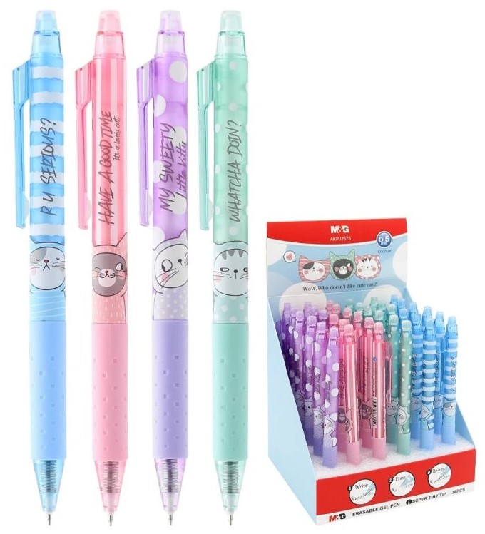 Stylo gel effaçable cat retract bleu cristal 0,5