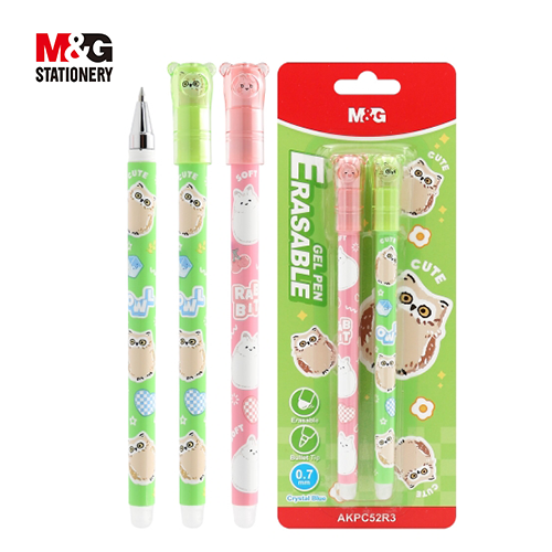 Stylo gel effaçable soft Animal noir*2 0,7